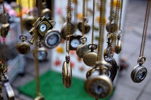 Beautiful clock lockets at a small market near Berlin's Hauptbahnhof station.