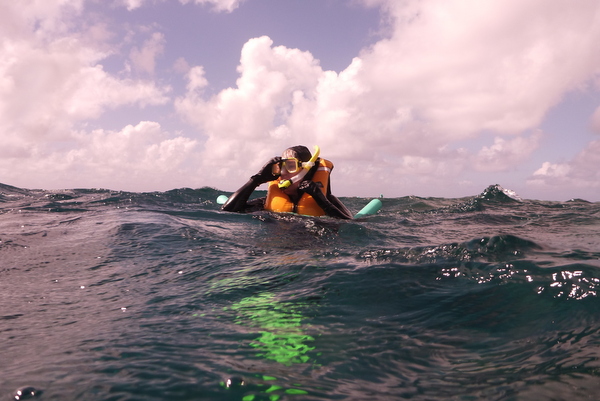 Snorkling in rough waters