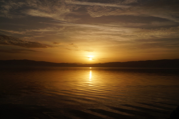 Sun sets on Lake Ohrid