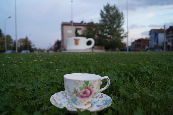 Bitola in Macedonia has a giant teacup welcoming people to the city. I just had to get this shot!