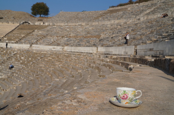 Soaking up some history at Ephesus, an ancient city in Turkey.