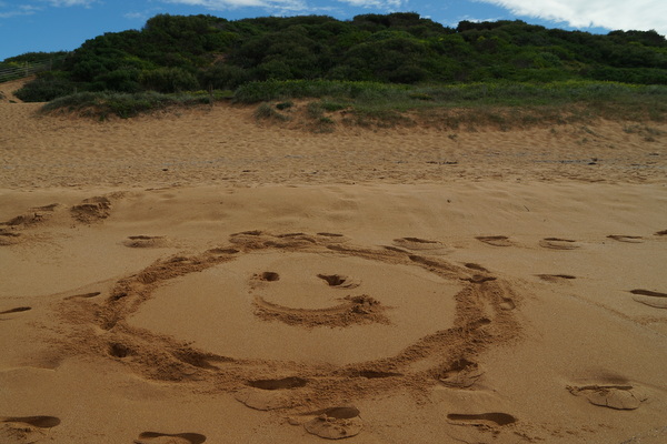 Smiley Face on Avalon Beach