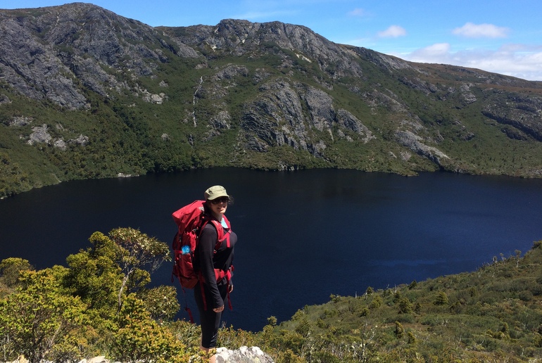 On a training walk at Cradle Mountain, testing out my new pack. I'll pass Crater Lake again on day one of the Overland.