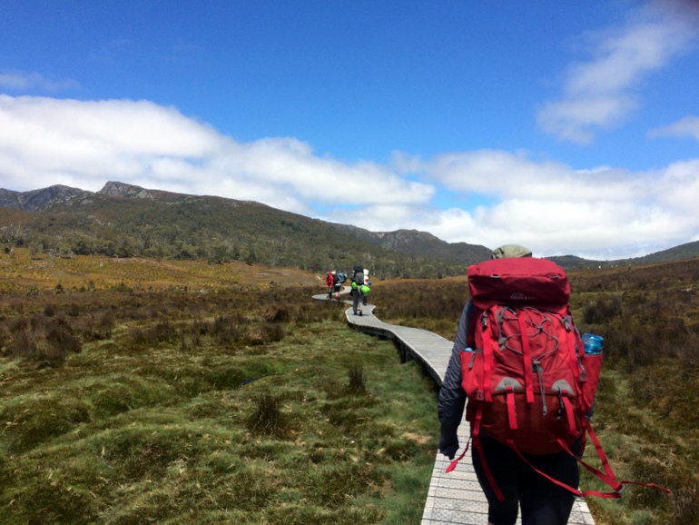 Testing out the pack at the start of the Overland Track at Cradle Mountain.
