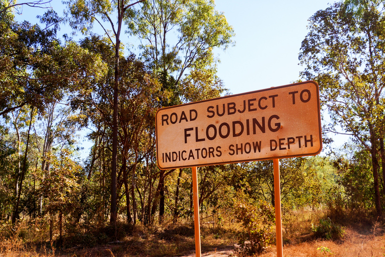 Cape York - Flood sign