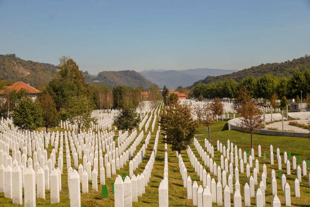 Graves at Srebrenica genocide memorial Potocari_